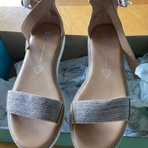 BC Women's Elegant Tan and Silver Sandals